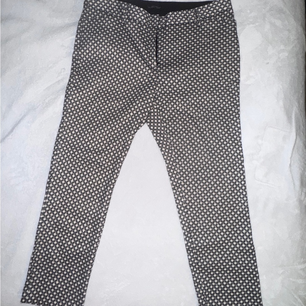 Worthington Slim Ankle Black and White Geometric Chinos